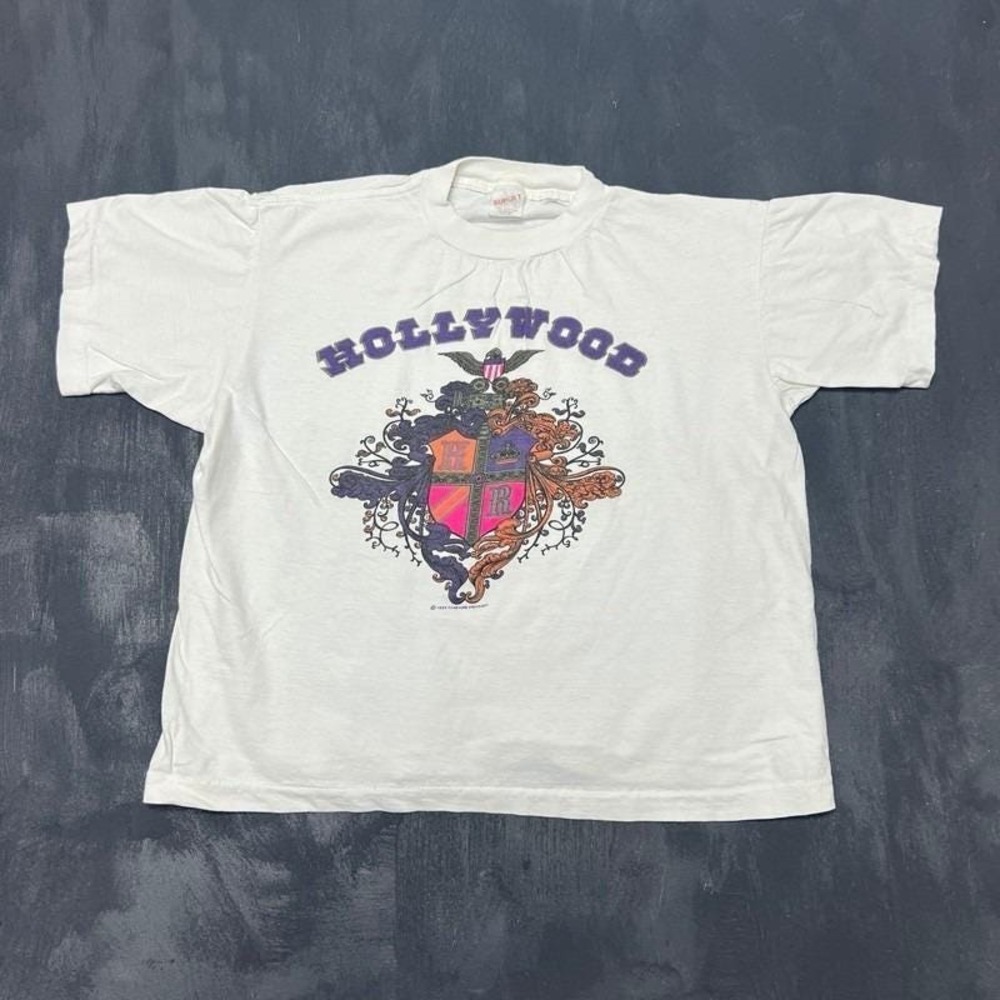 Vintage Hollywood Shirt Mens Large White 1990s California